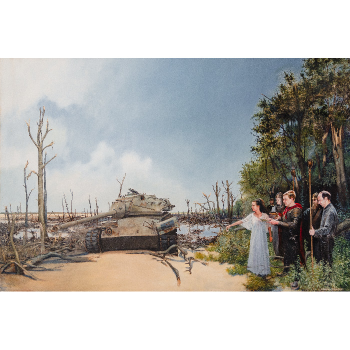 Roeland van der Kley Tank met mensen aan water